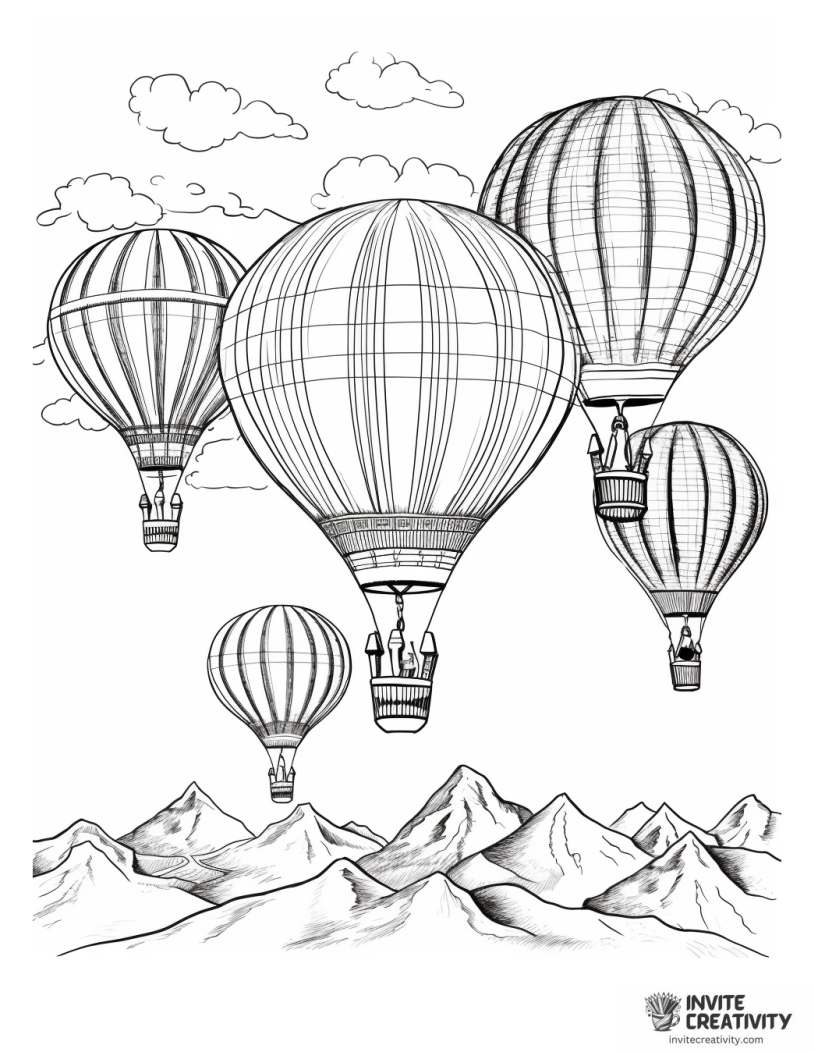 group of patterned hot air balloons flying