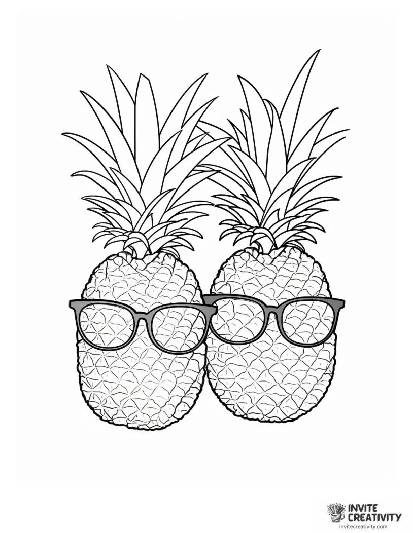 group of pineapples coloring page