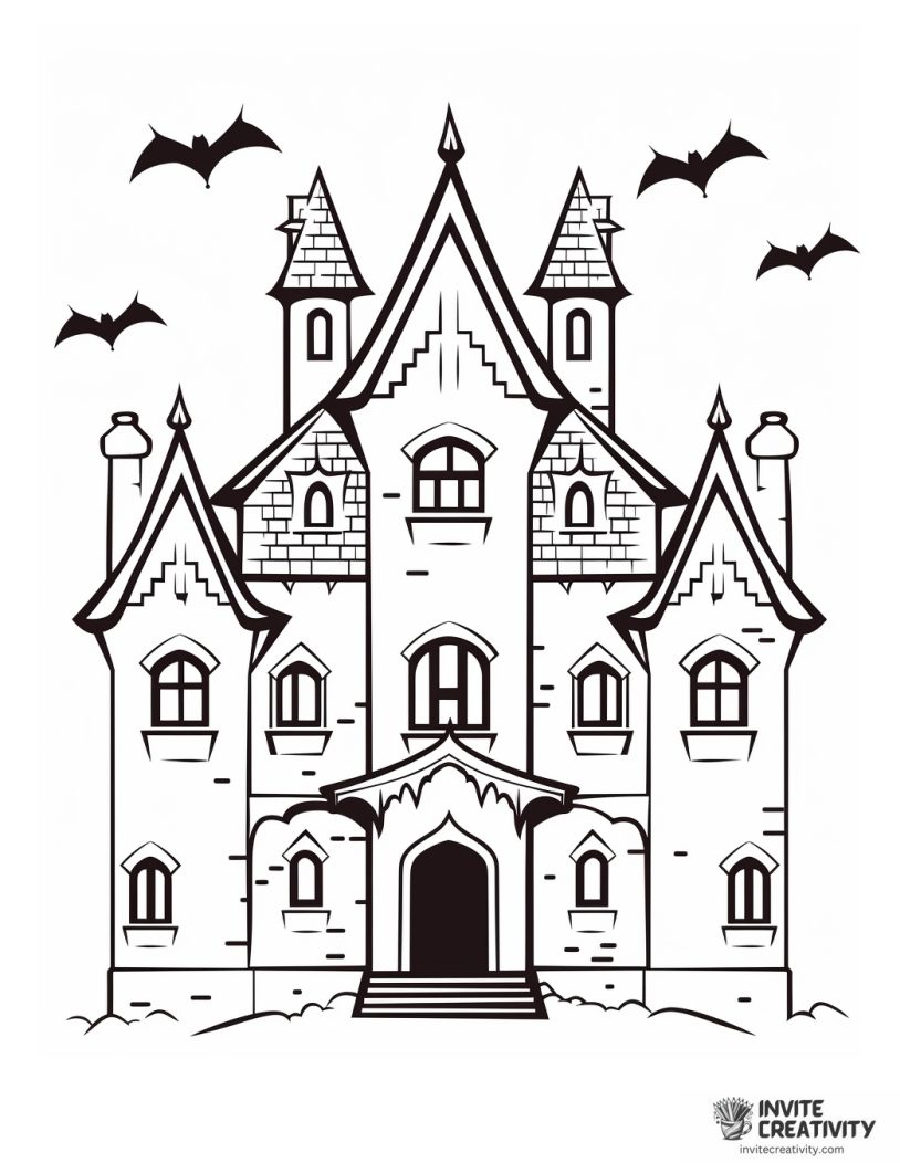 haunted castle with bats