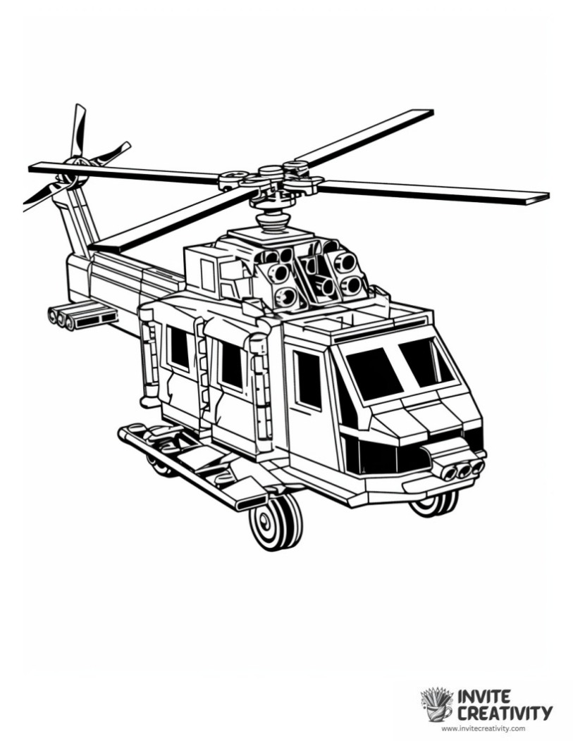 helicopter lego for kids coloring sheet