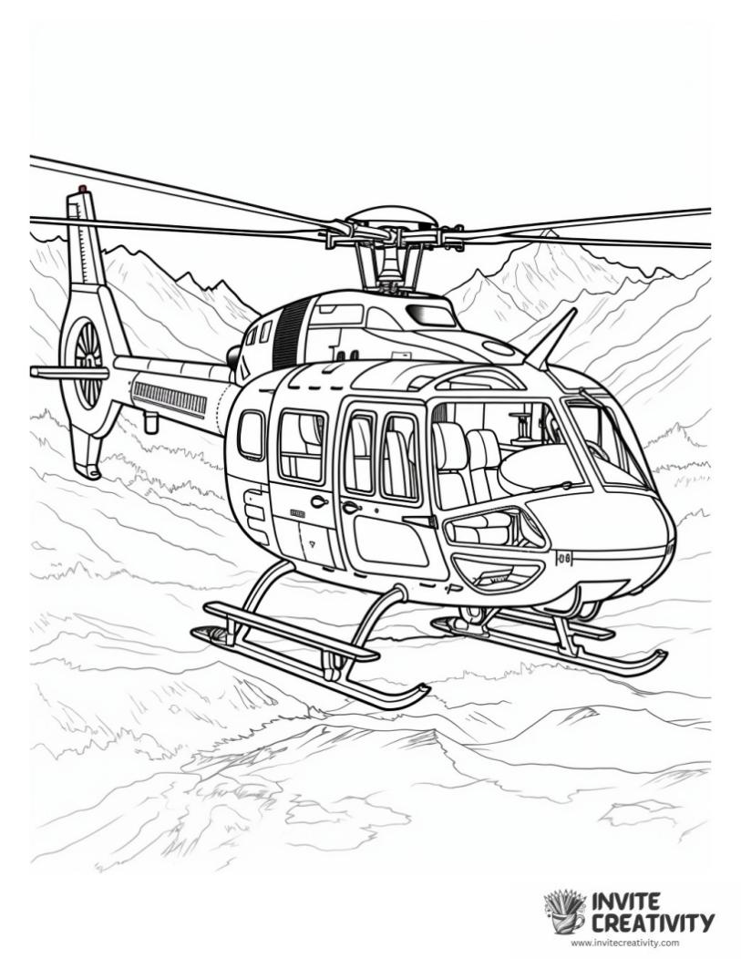 helicopter mountain rescue coloring page
