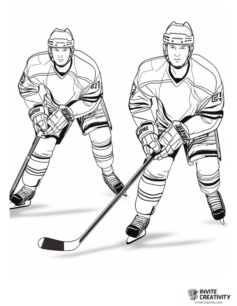 hockey players coloring page
