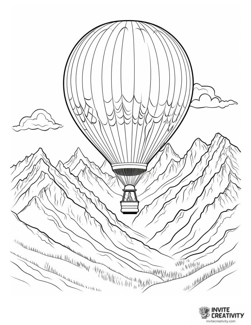 hot air balloon in mountain landscape
