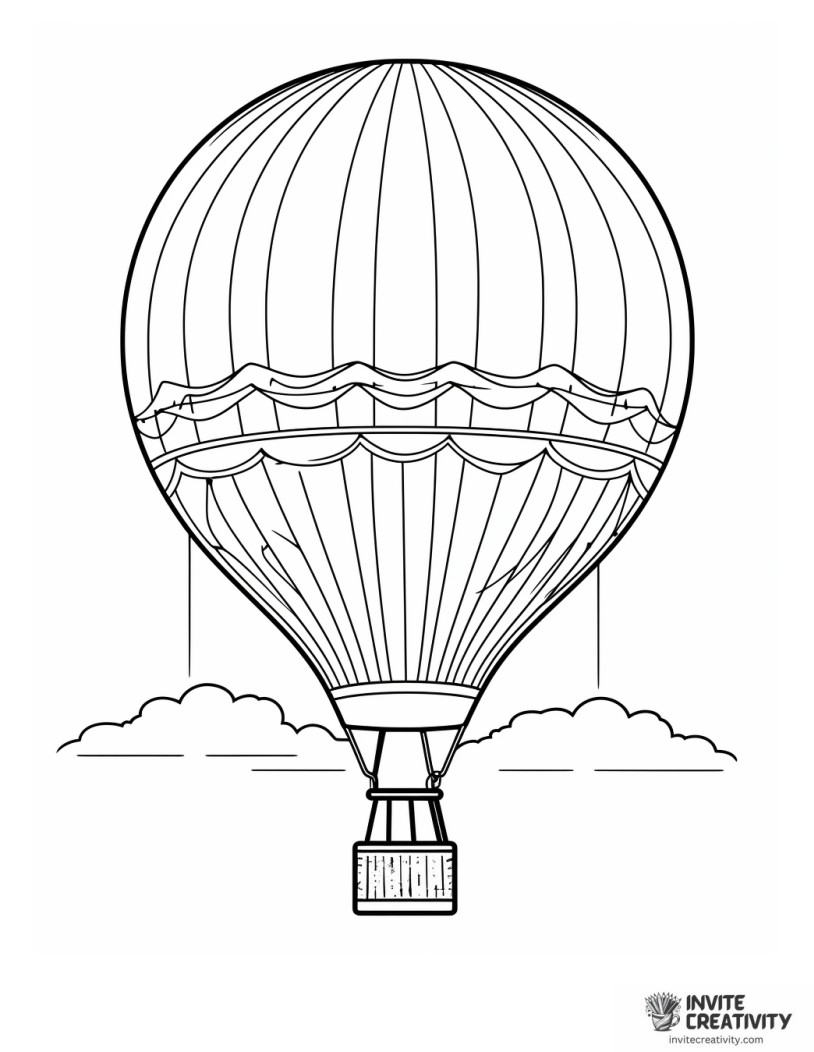 hot air balloon sunset silhouette drawing to color
