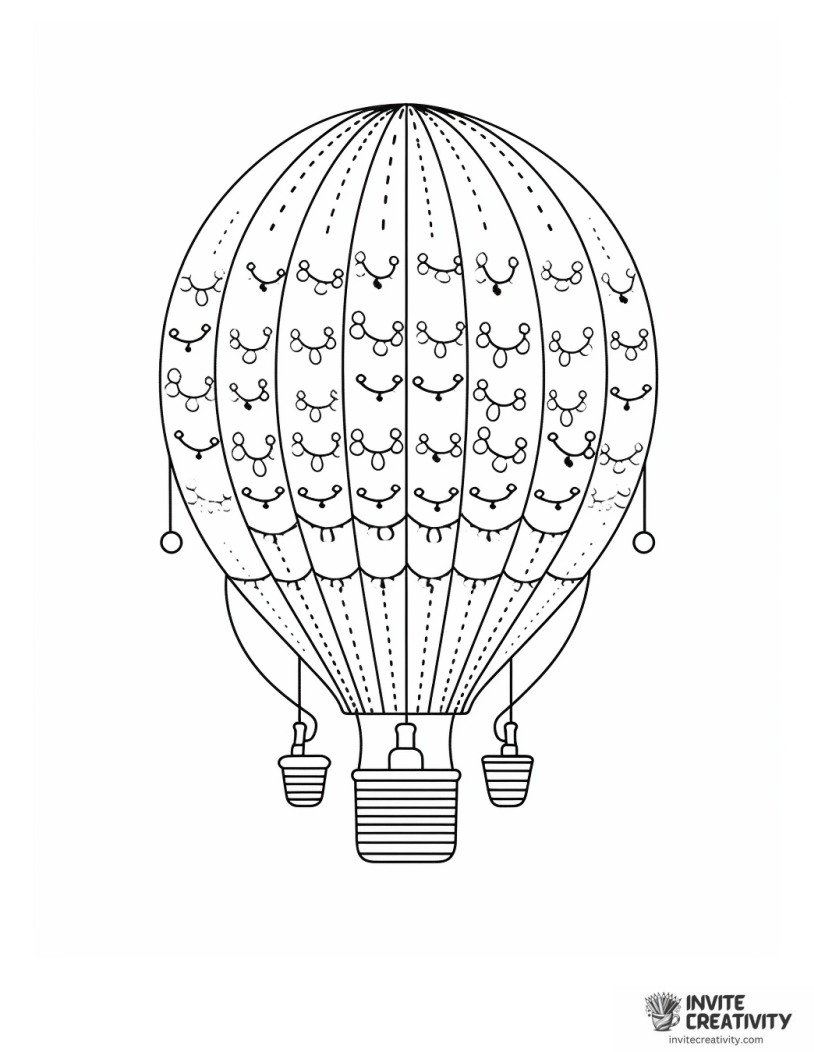 hot air balloon with colorful dots to color