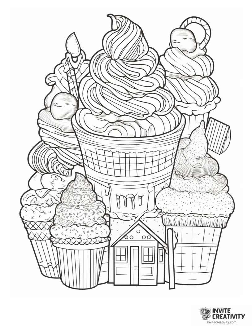 ice cream zentagle coloring page