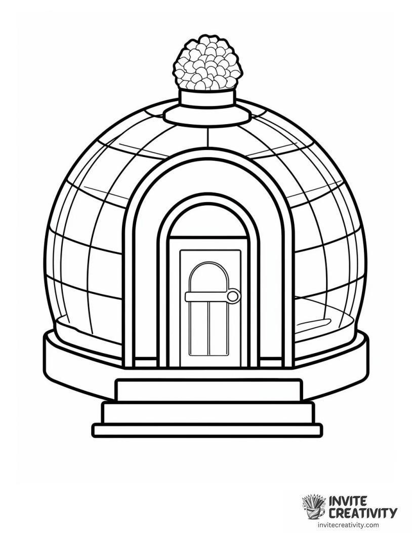 igloo shaped snowglobe Coloring page