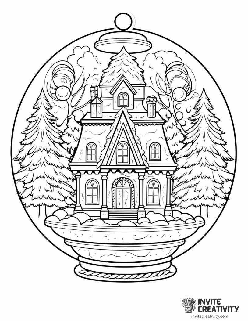 intricate snowglobe Page to Color