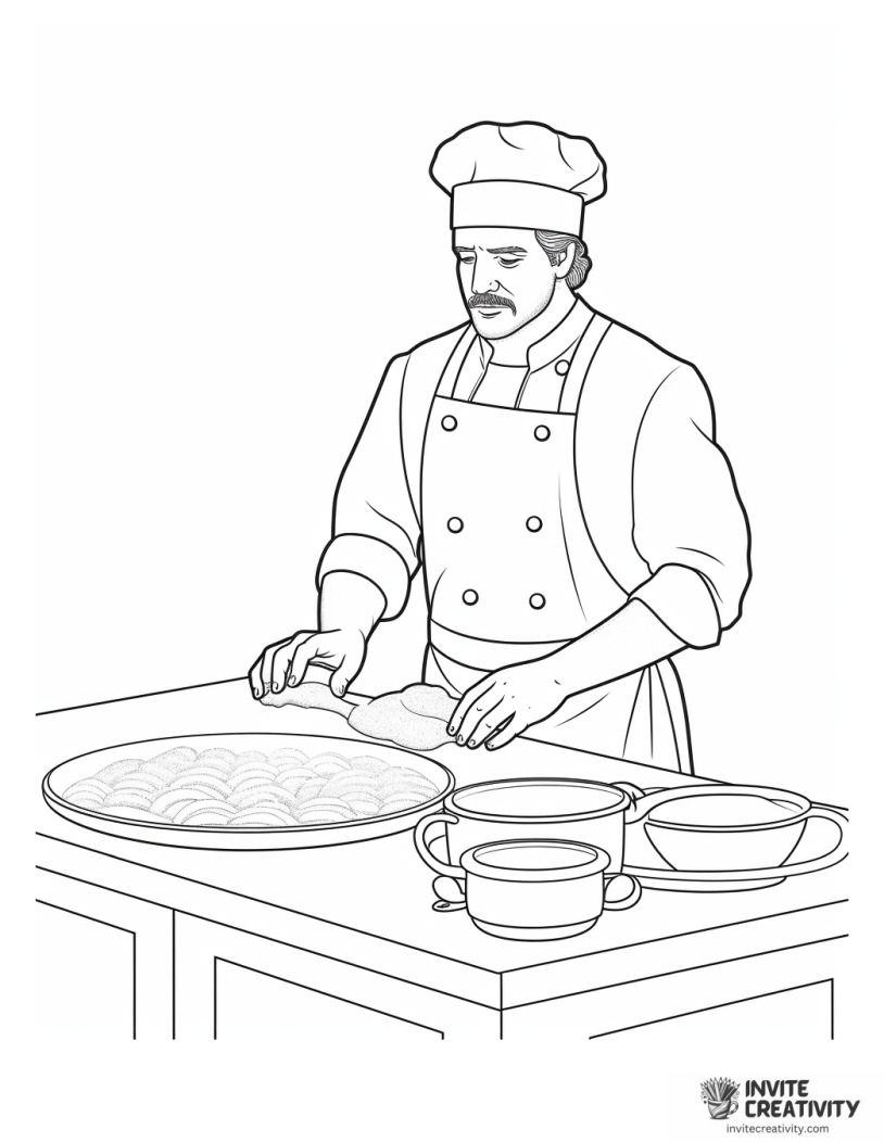 italian chef making dough for pizza