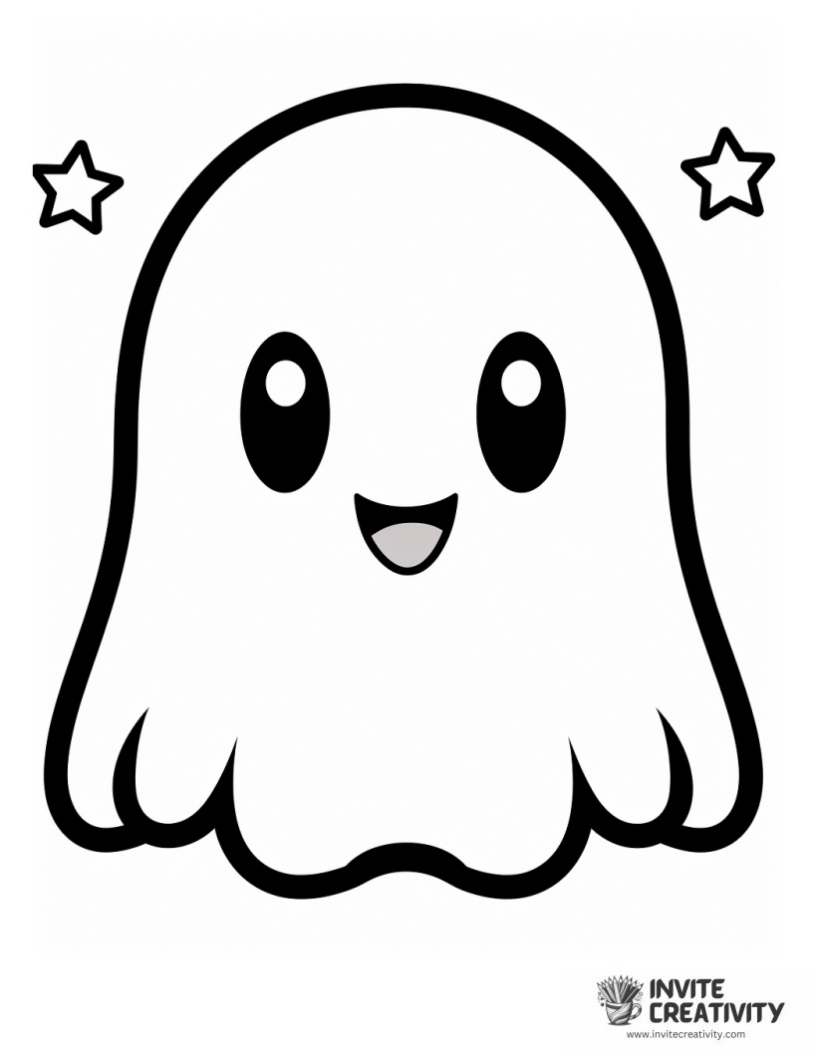 kawaii ghost easy to color