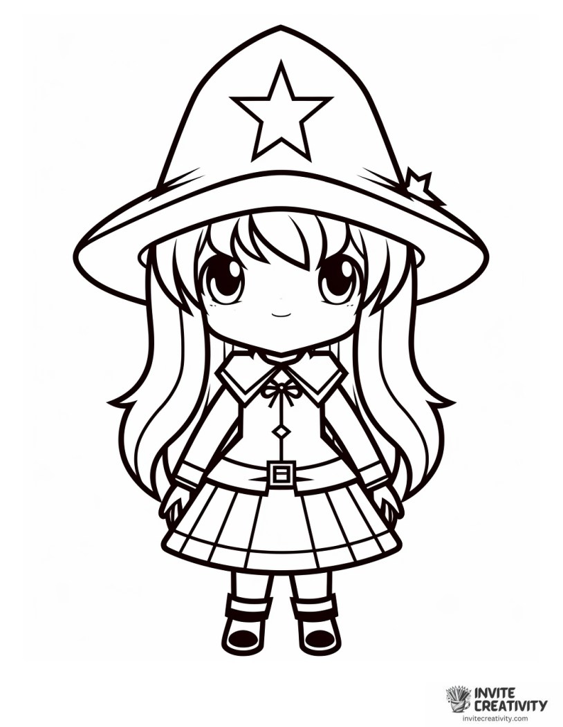 kawaii witch to color