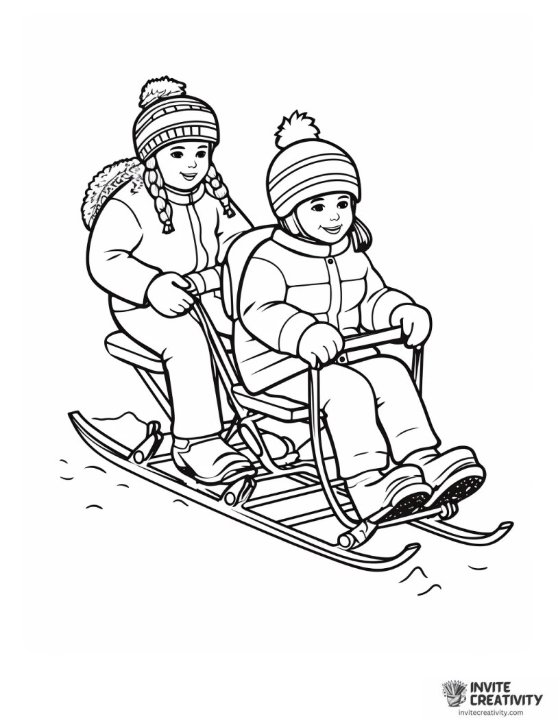 kids sledding in the snow