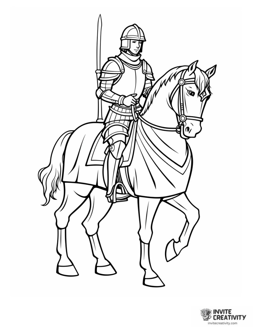 knight on a horse coloring page