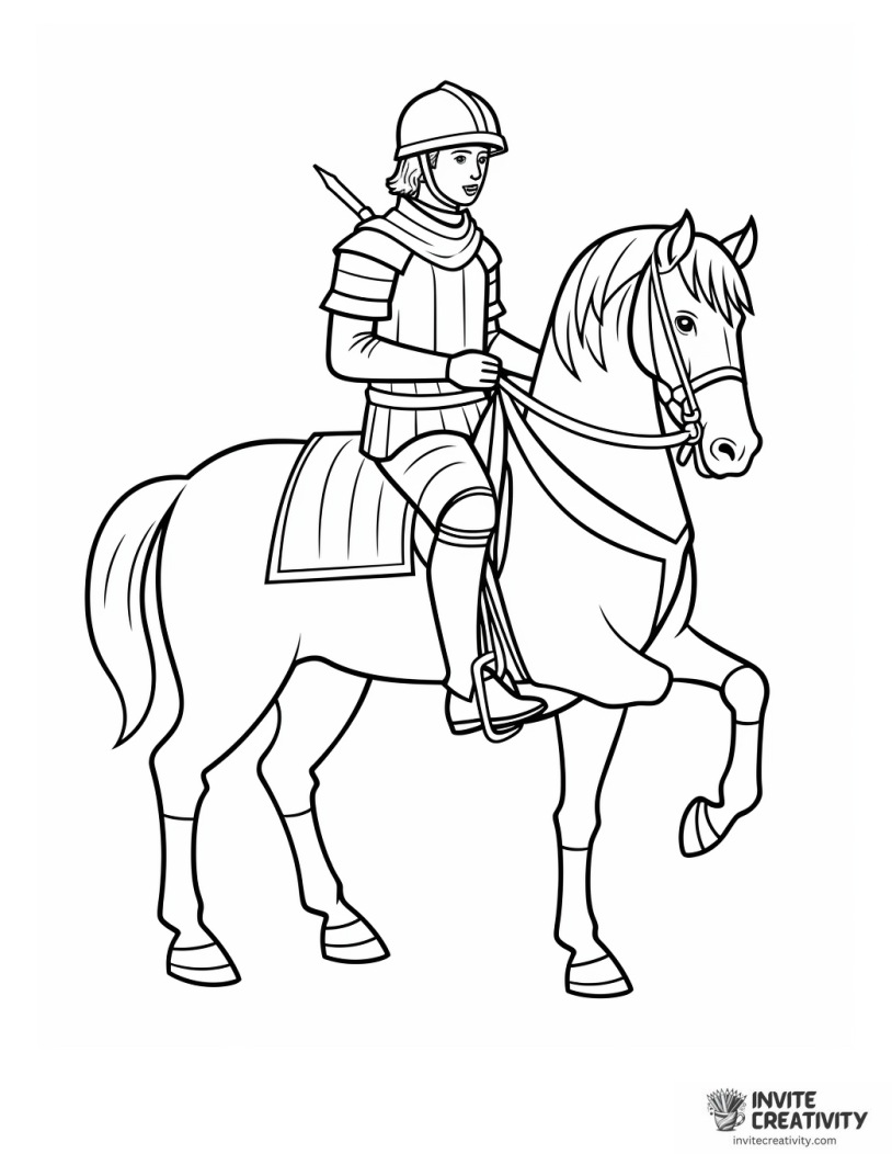 knight on a horse simple to color