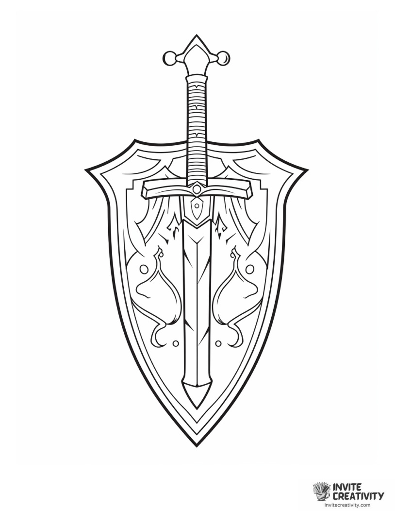 knight sword and shield easy to color