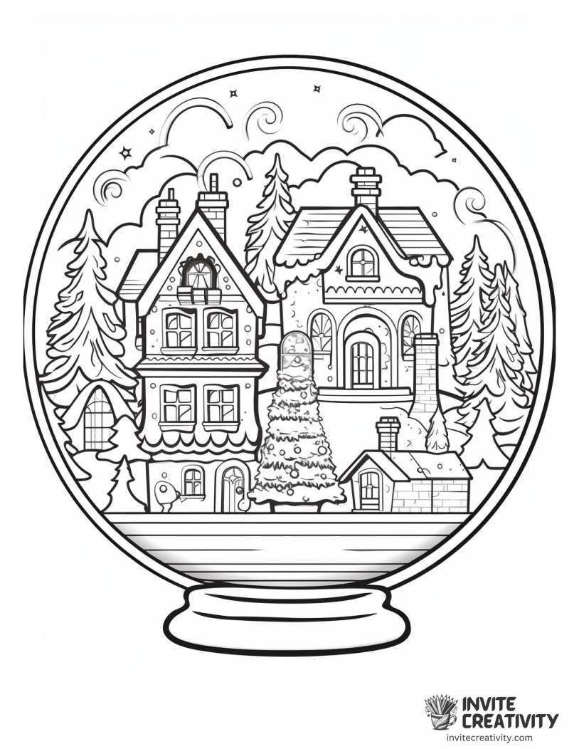 life inside of a snowglobe Coloring sheet