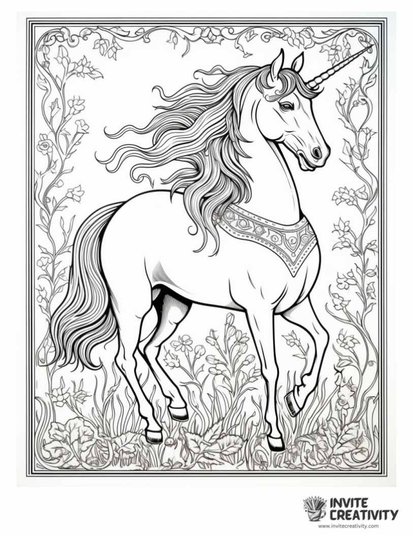 magical unicorn detailed for adults to color