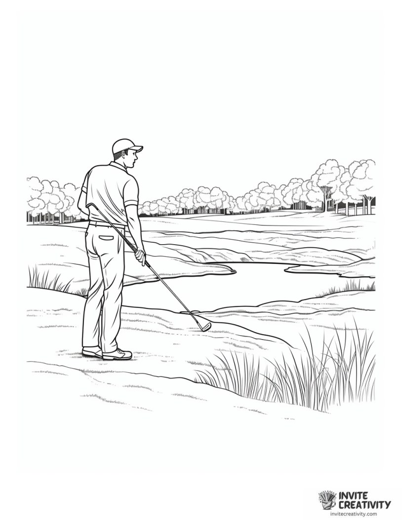 male golfer coloring sheet