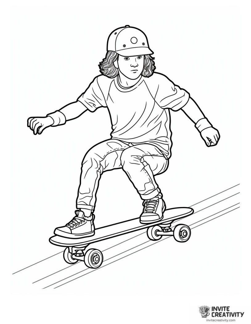 male skateboarder coloring page