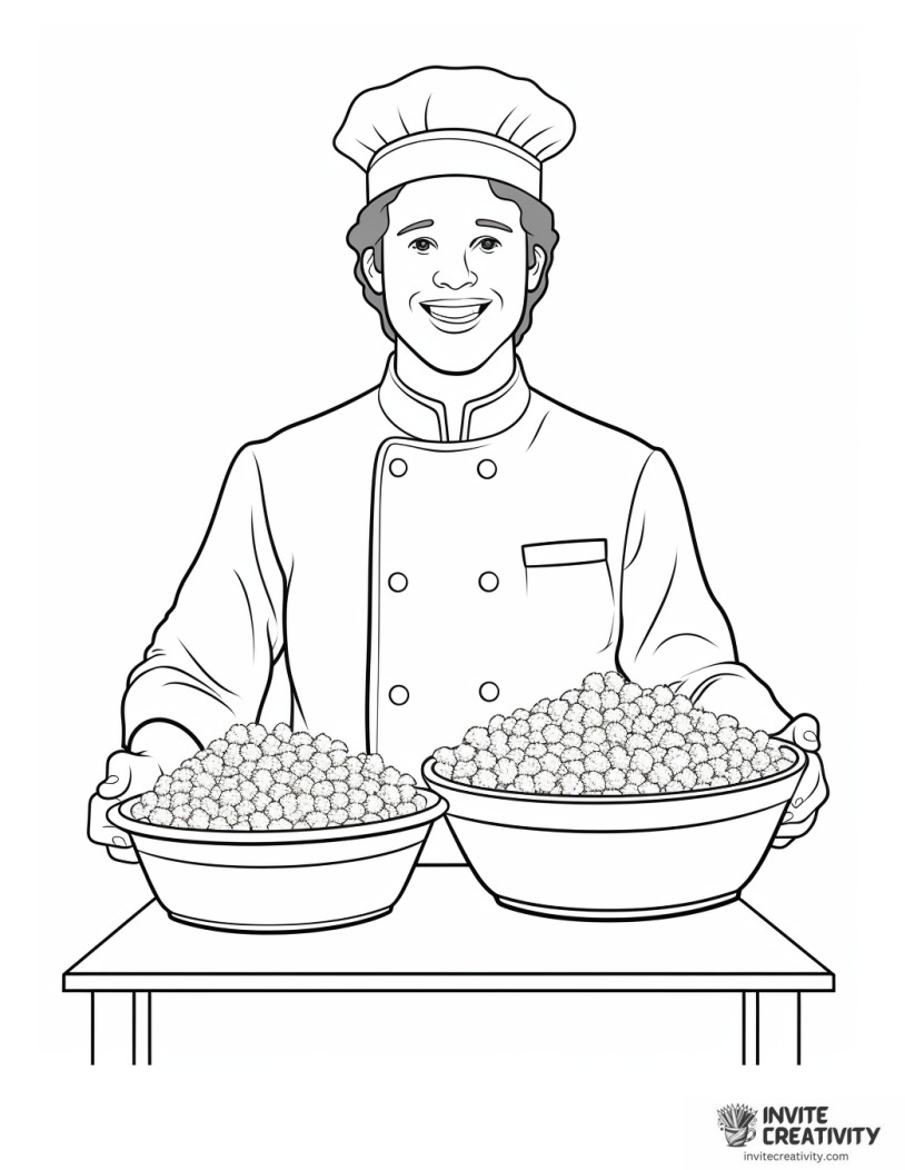 man cooking popcorn coloring page