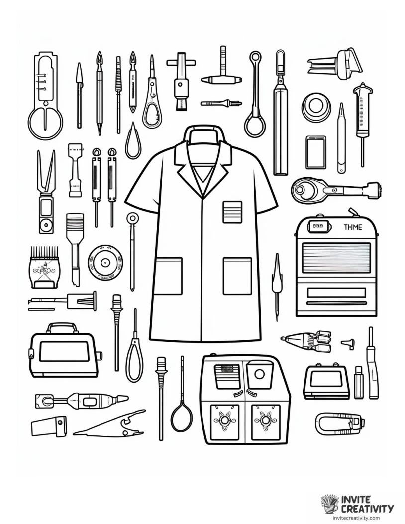 medical instruments drawing to color