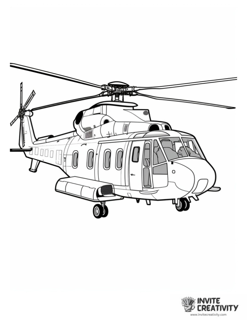 military helicopter coloring page