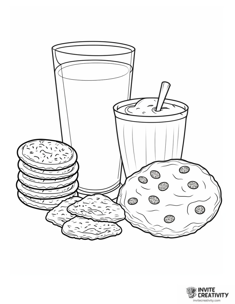milk and cookies drawing to color