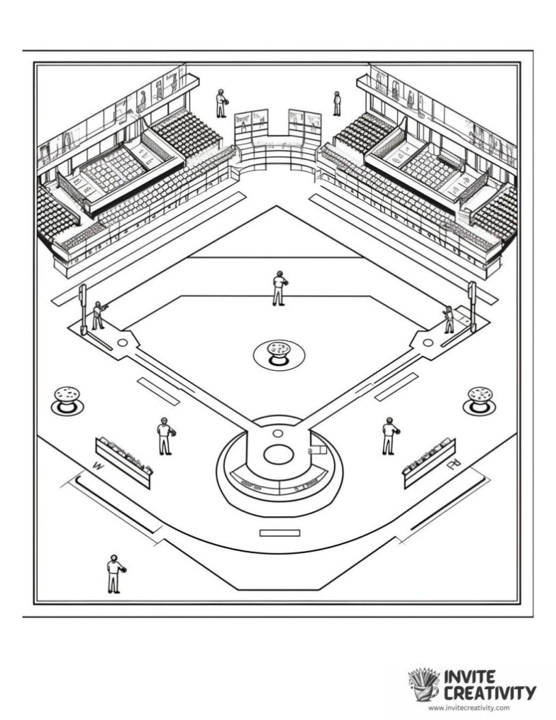 mlb baseball field realistic page to color