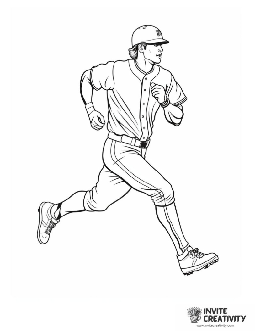 mlb baseball player running drawing to color