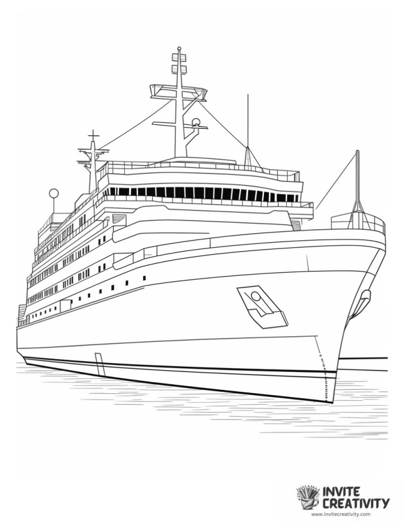 modern ship coloring book page