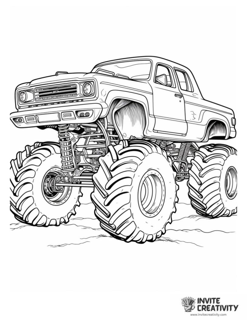 monster truck for preschool easy to color