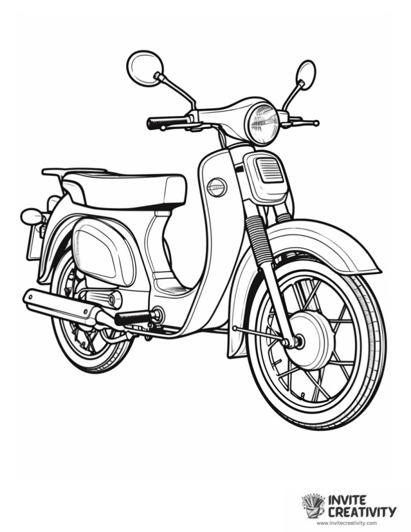 moped for kids simple to color