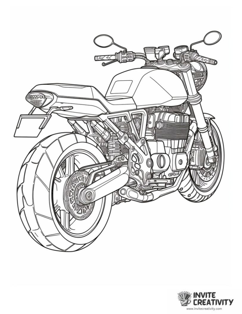 motorcycle back view coloring page