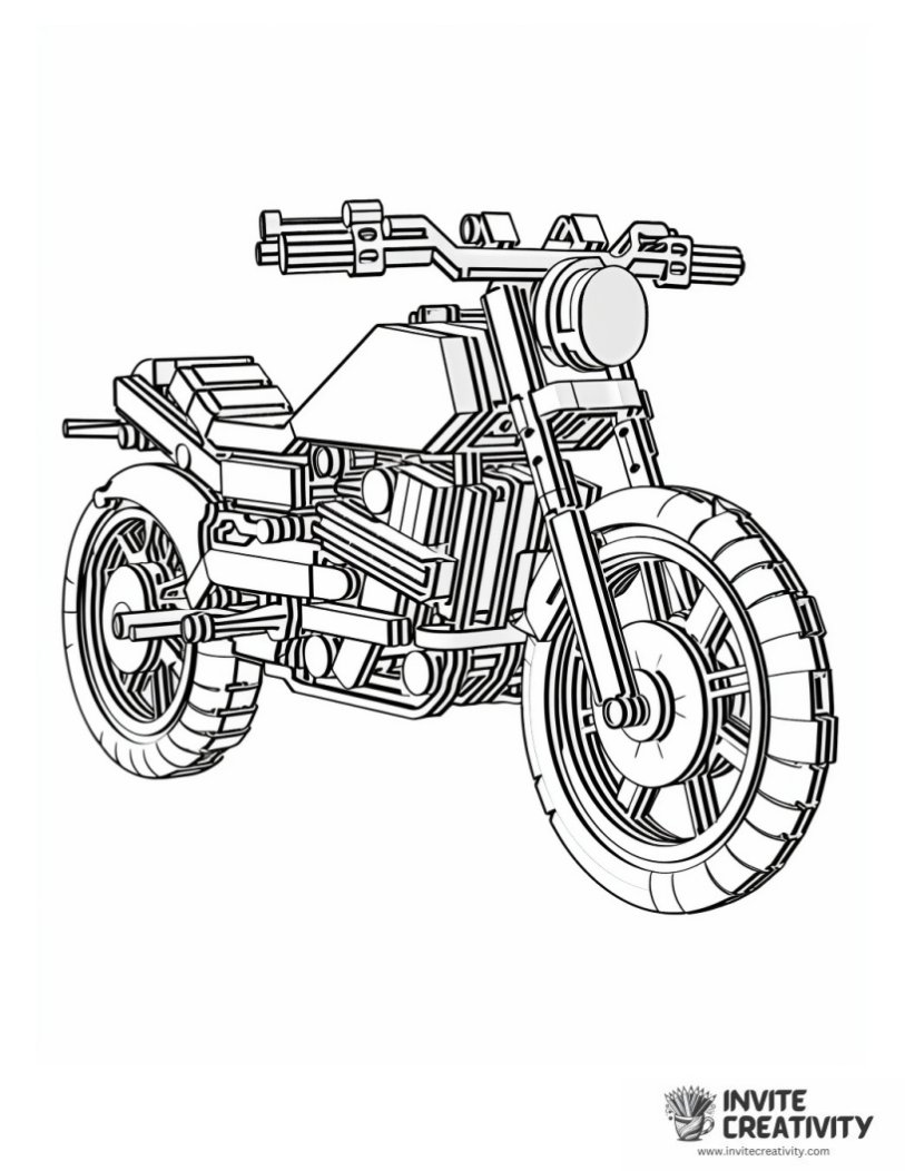 motorcycle lego for preschool to color
