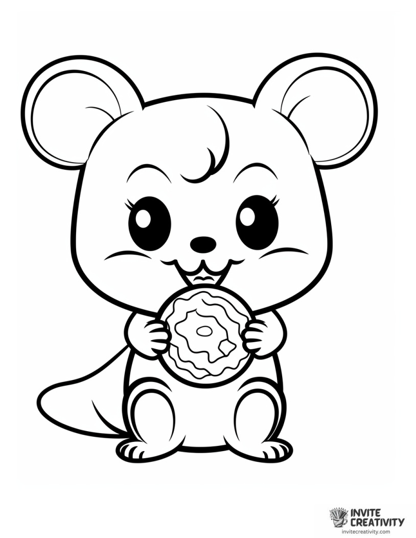 mouse with cookie drawing to color