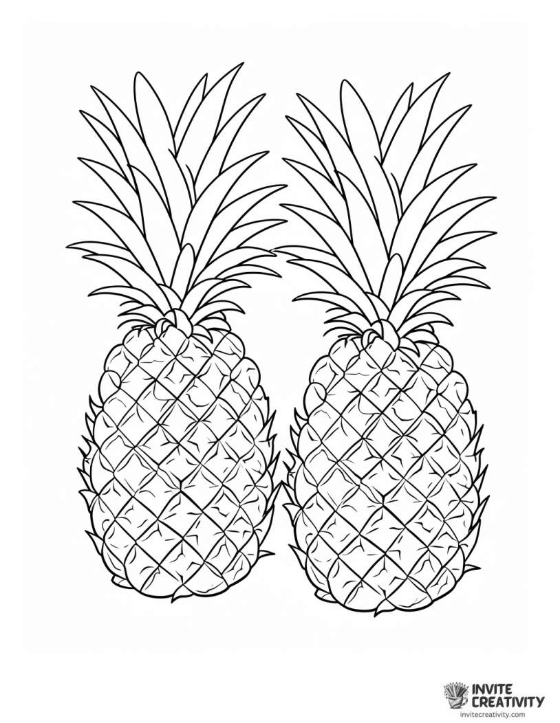 multiple pineapples to color