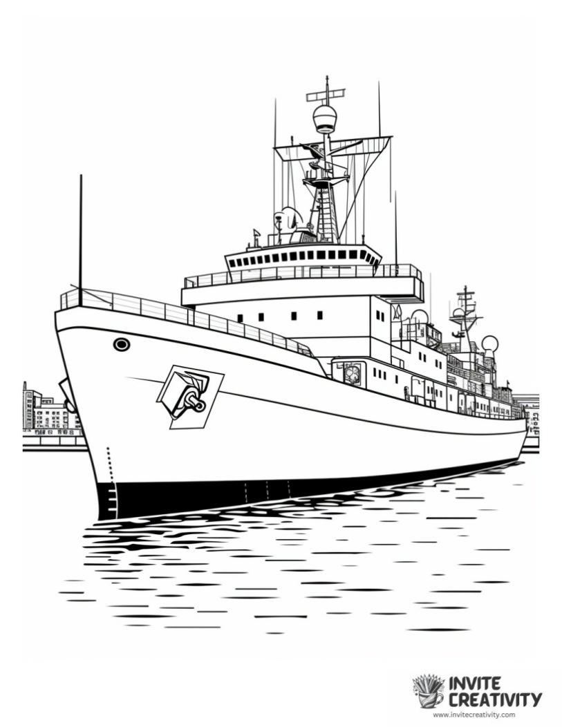 naval ship drawing to color