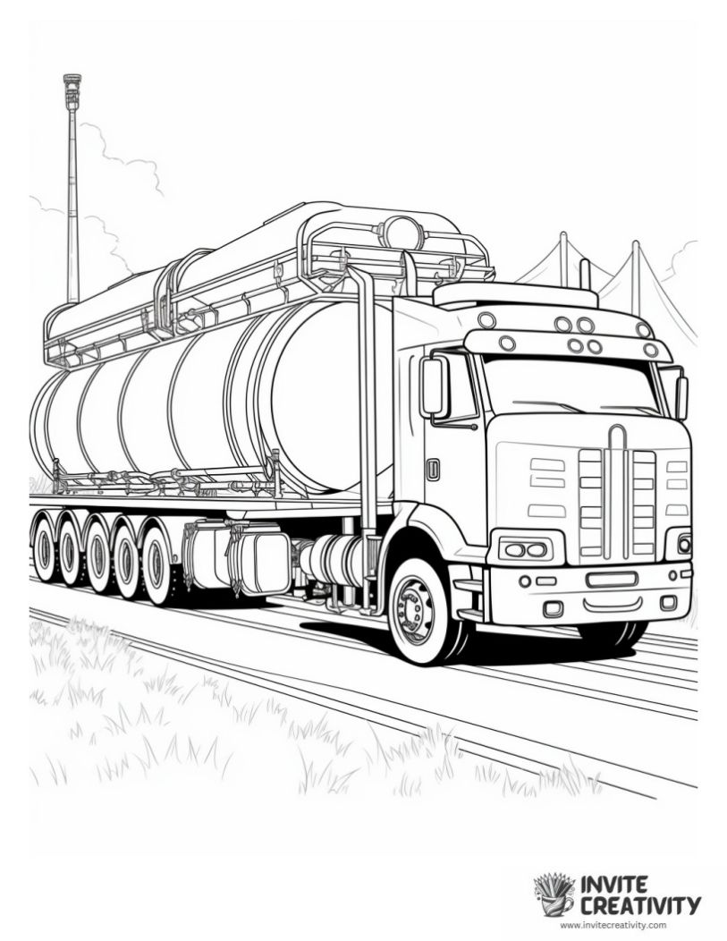 oil tanker truck coloring book page