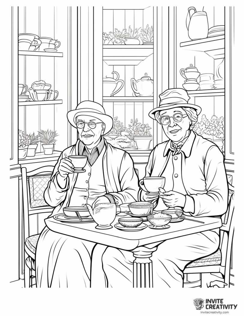 old people drinking tea