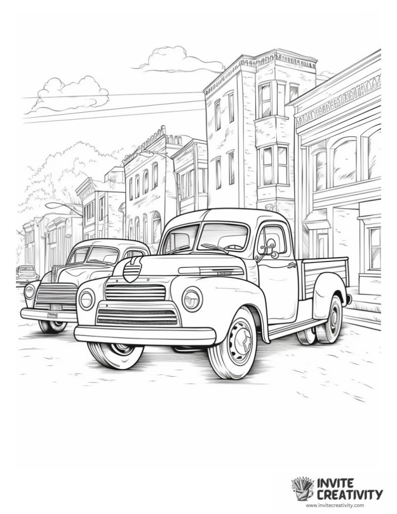 old trucks coloring page