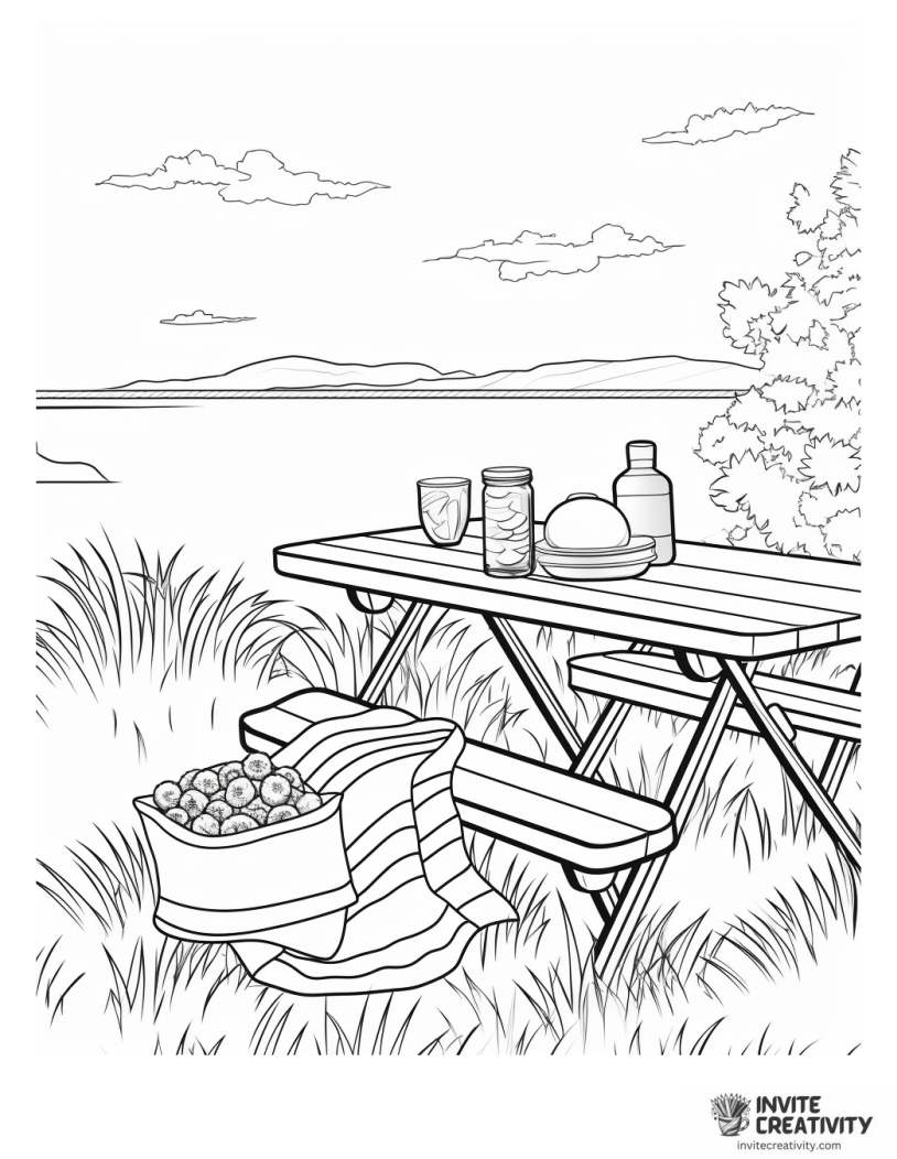 outdoor picnic coloring page