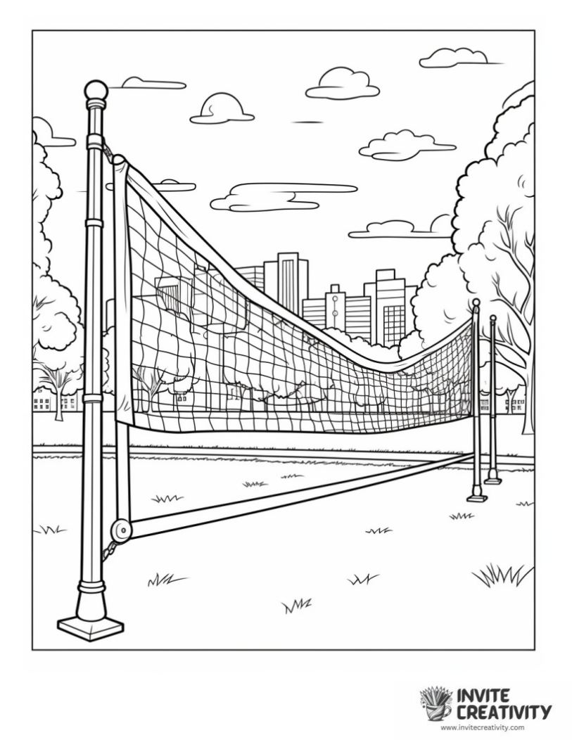 park volleyball coloring book page