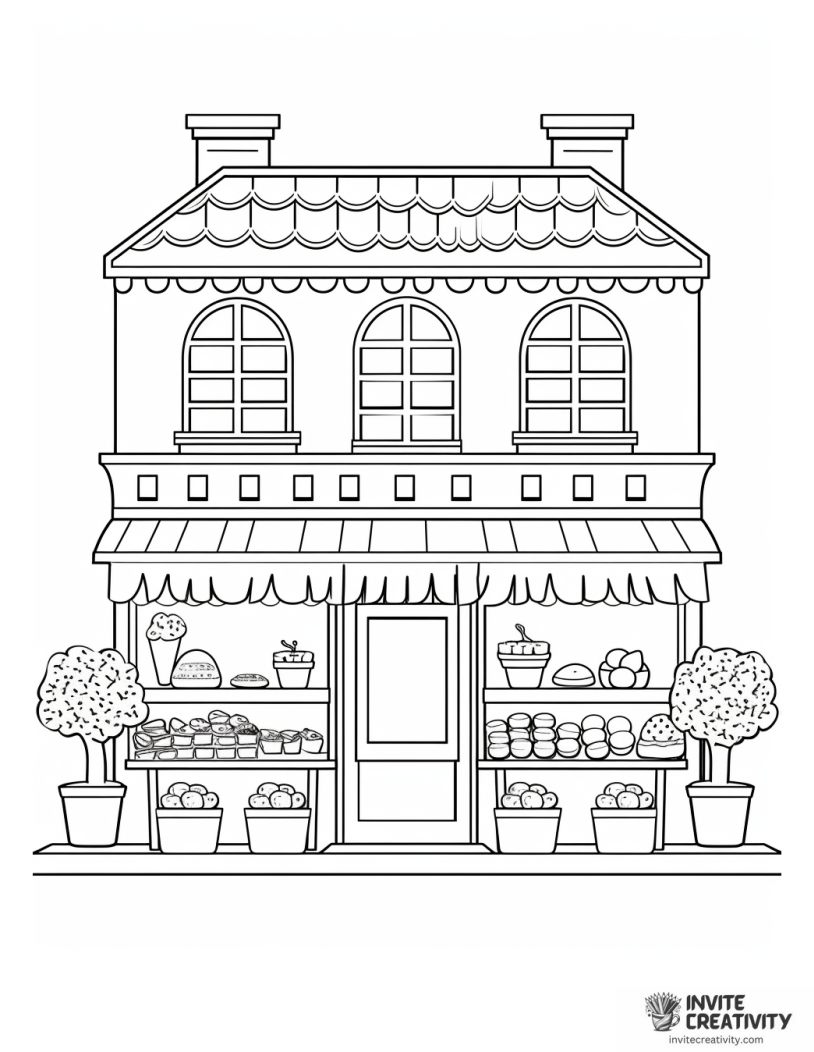 pastry shop drawing to color