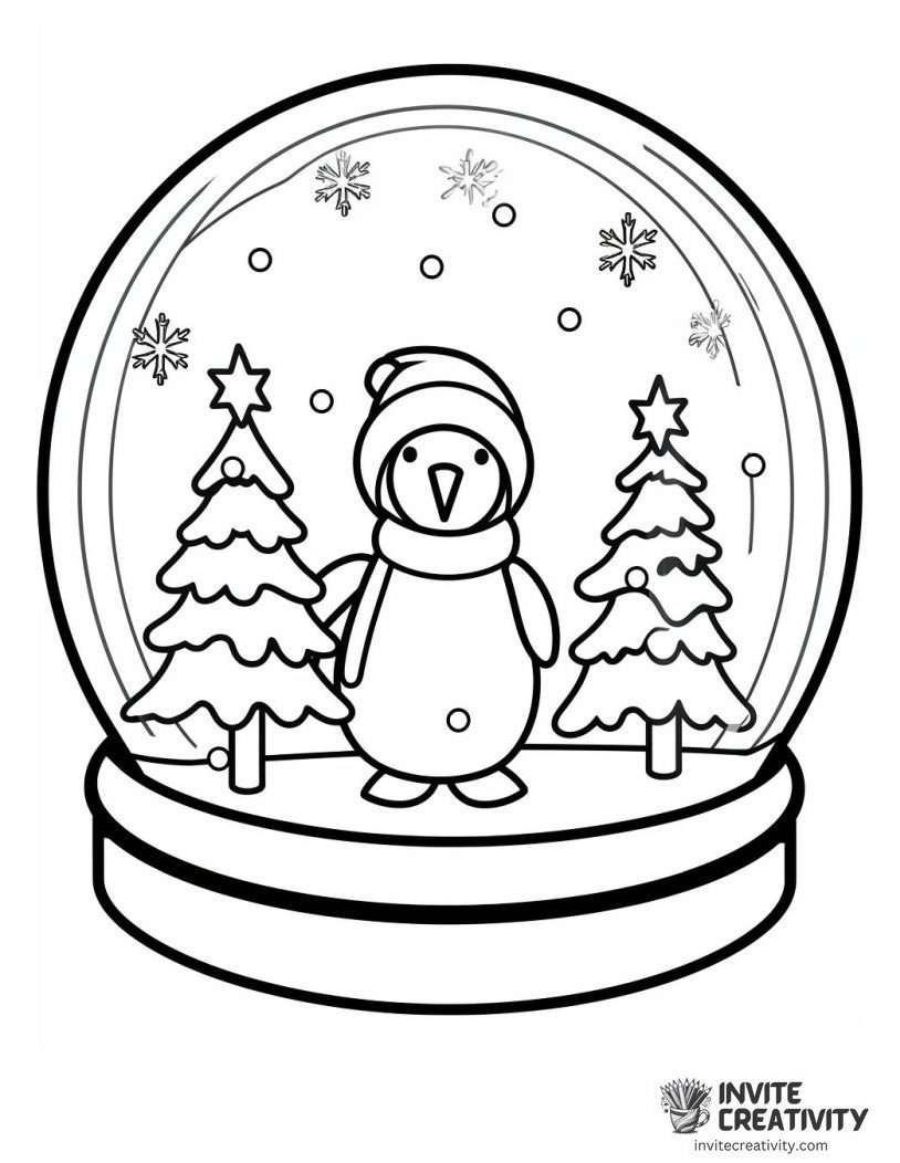 penguin inside a snowglobe Coloring page