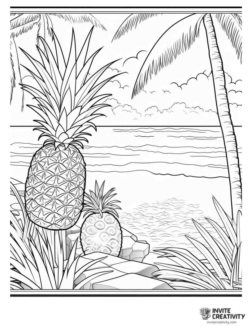pineapple in tropical paradise