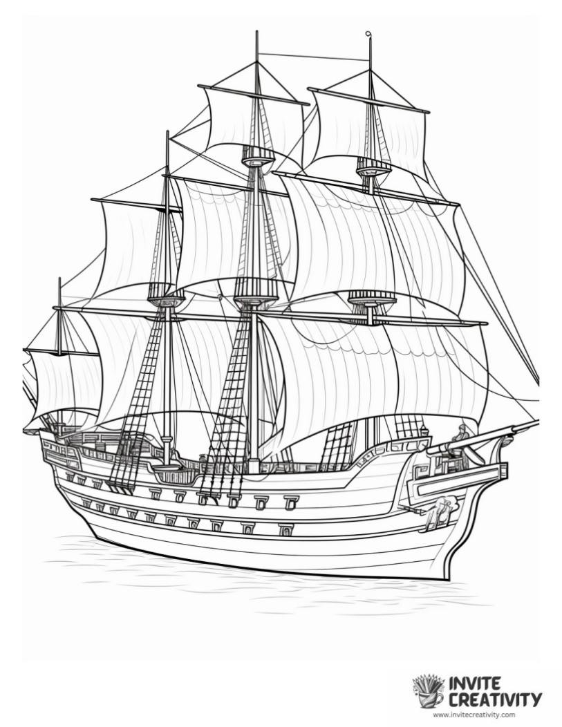 pirate ship coloring book page