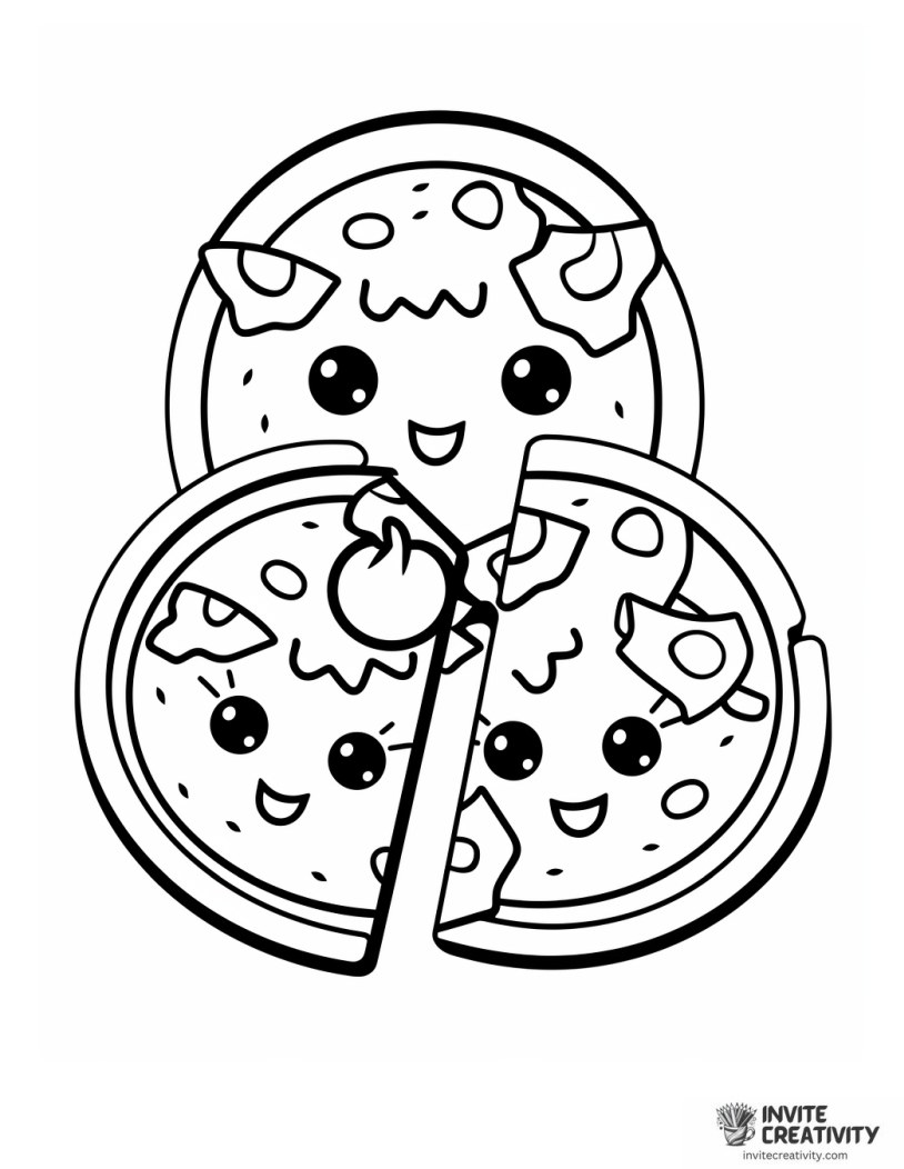 pizza kawaii style coloring page