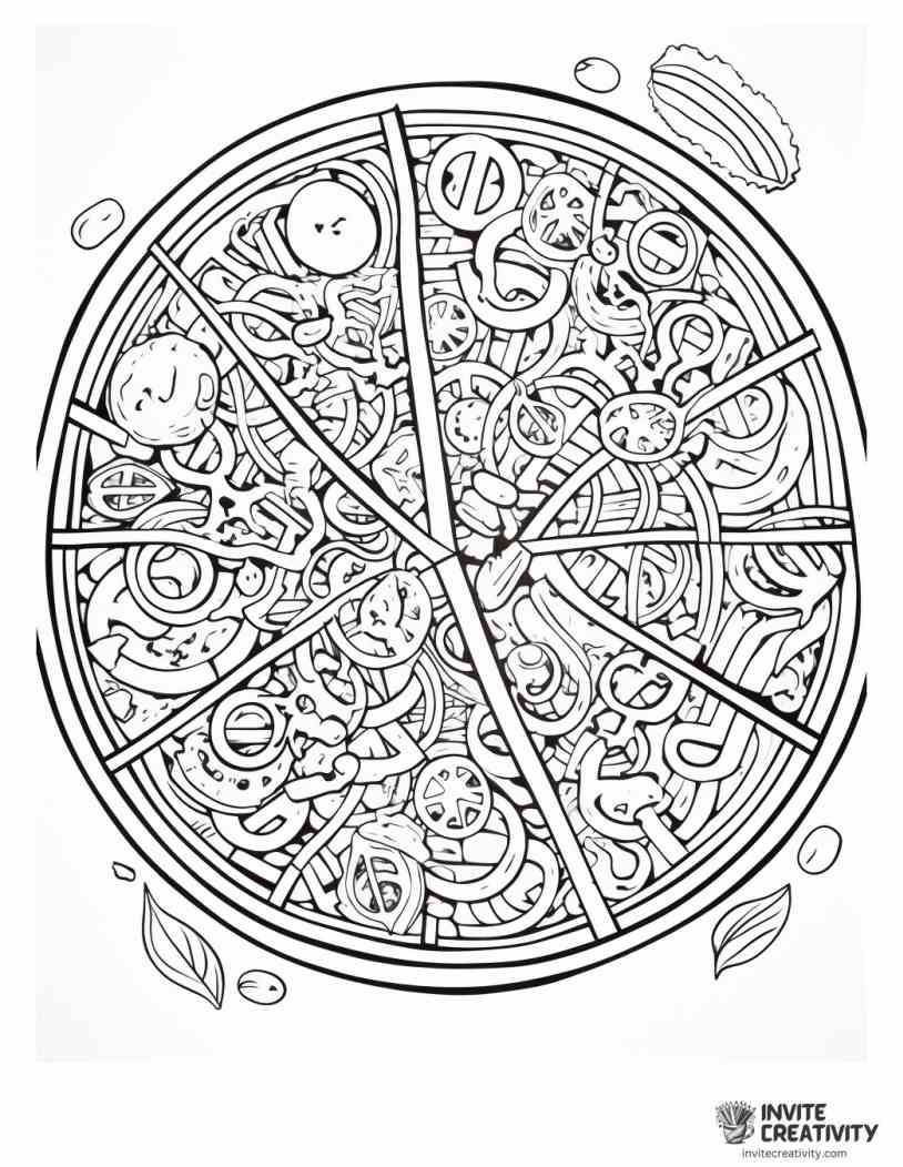pizza trippy abstract coloring page