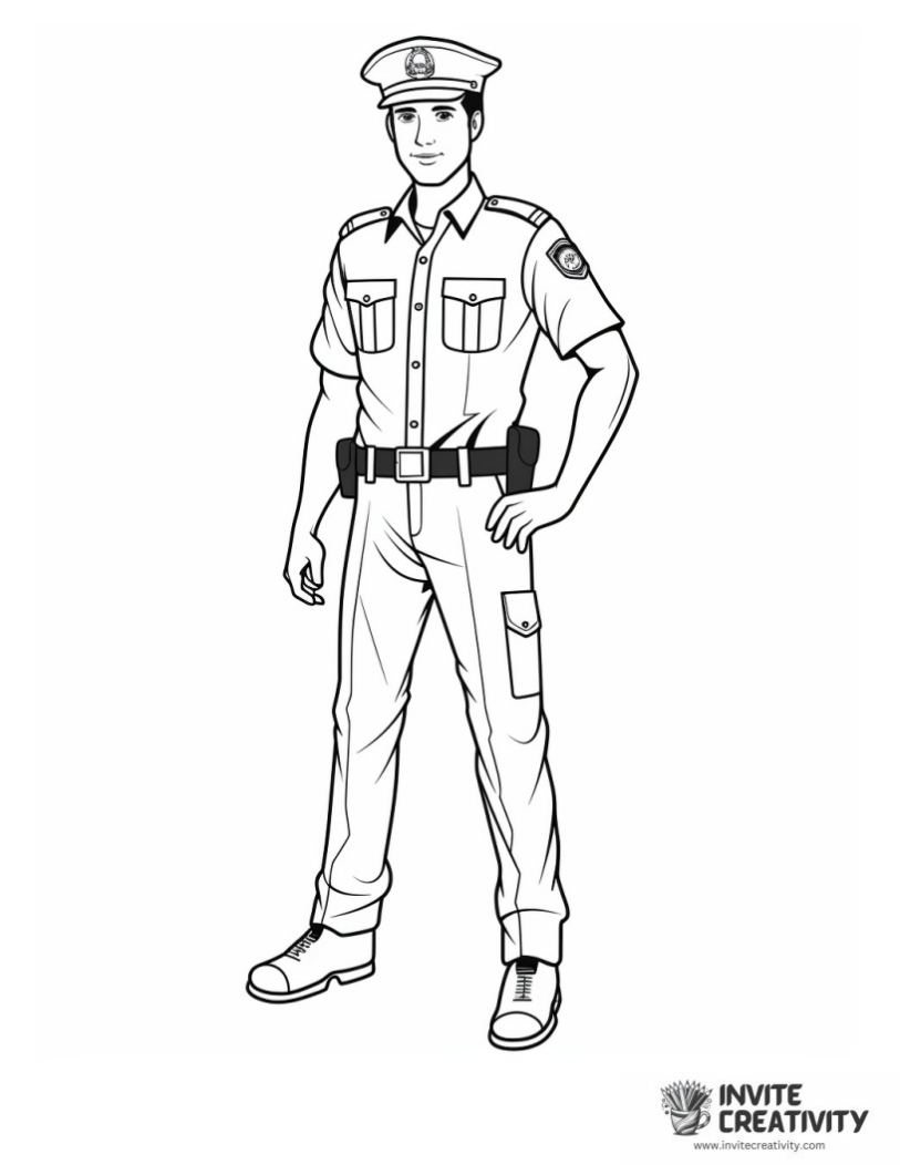 police occupation coloring book page