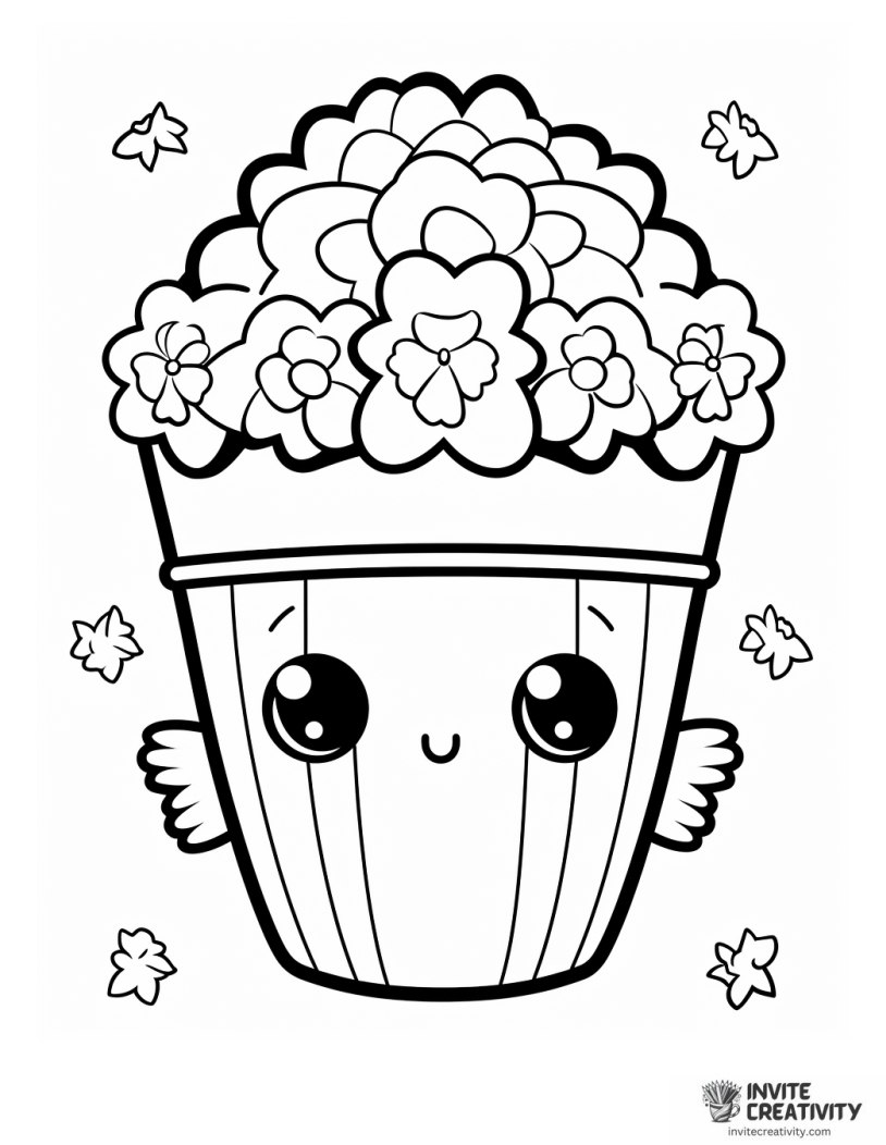 popcorn kawaii coloring page